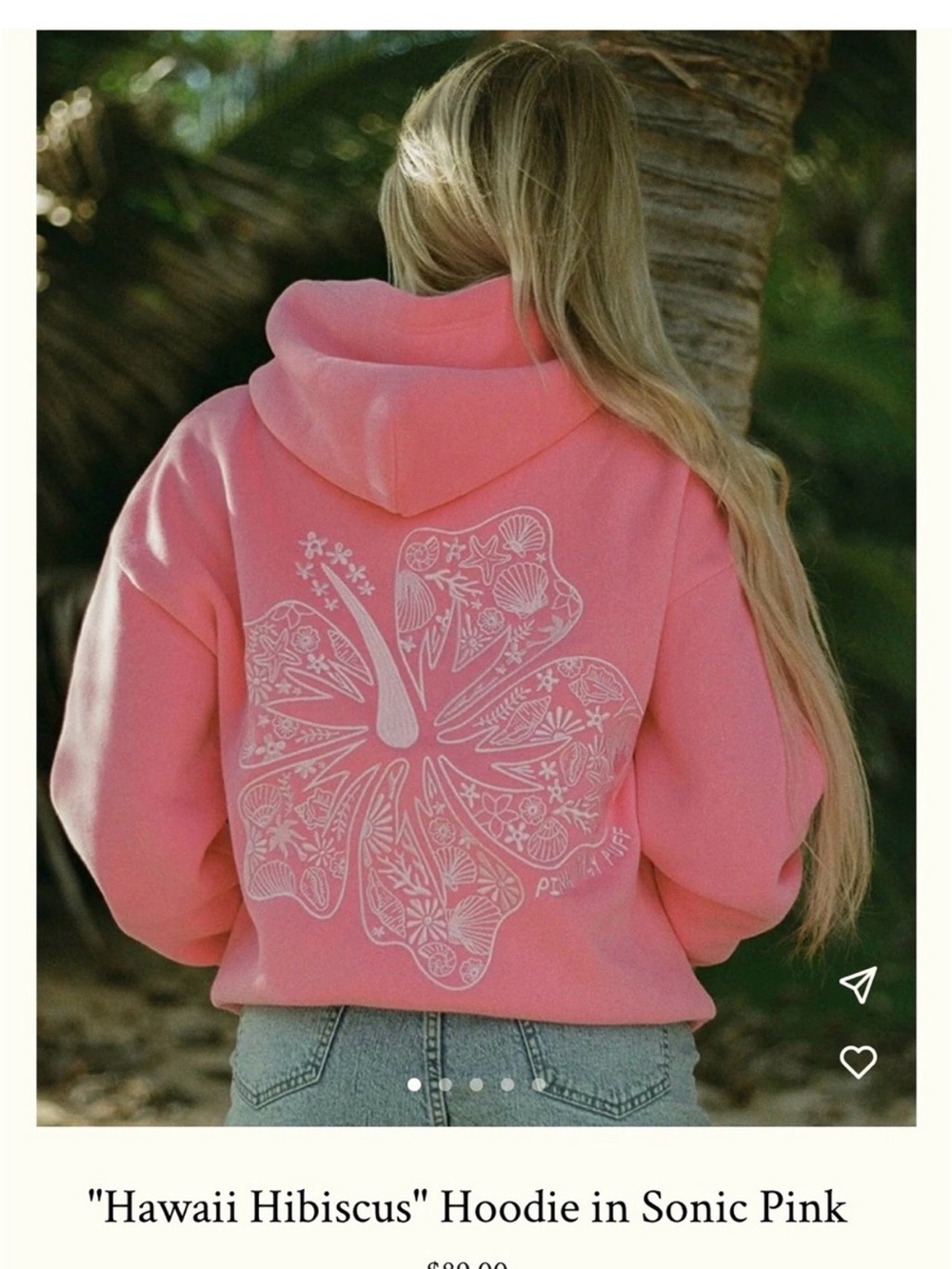 Pink Palm Puff Hoodie